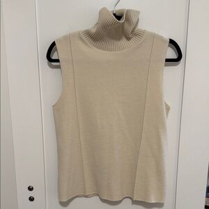 Zara Cream Sleeveless Turtleneck Sweater
